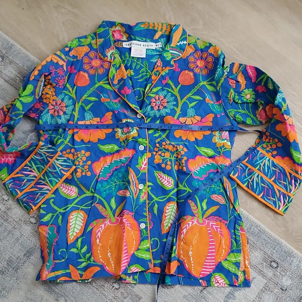 Gretchen Scott Designs Tropical Vibrant 2-piece Lounge Pajama Set SzM - Picture 5 of 12